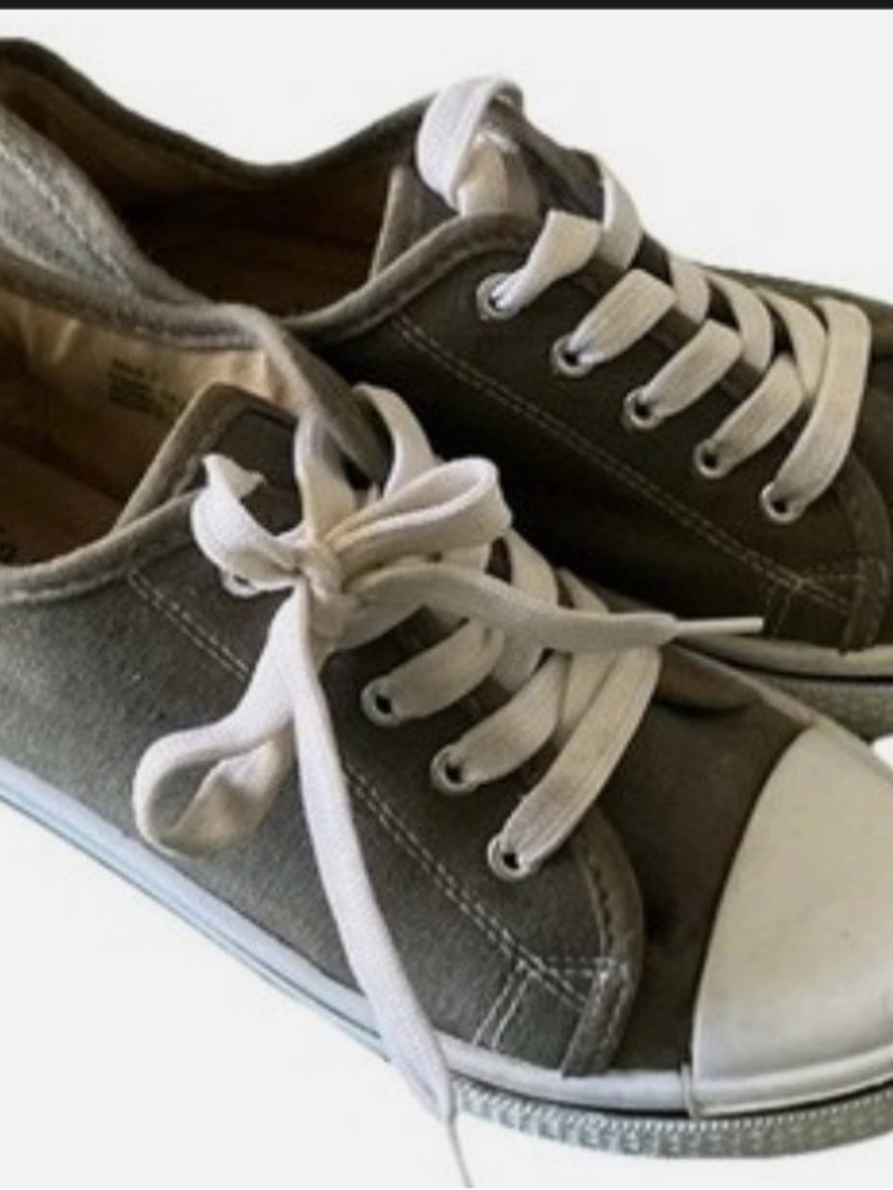 Olivia Miller Women's Lace Up Sneakers, Textile Shoes Color Grey/ White Size 7